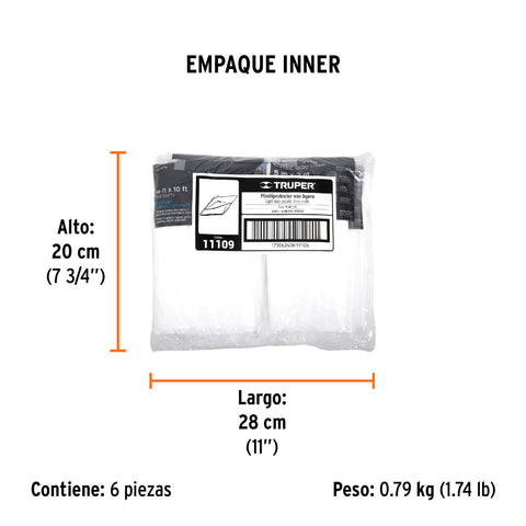 Plastiprotector 5 x 3 m, uso ligero, Truper | PLAP-15L | 11109