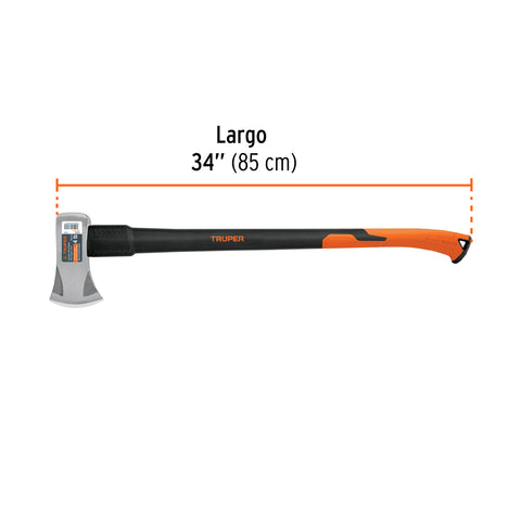 Hacha Michigan 4 lb, mango fibra de vidrio 34', Truper | HM-4FX | 11133