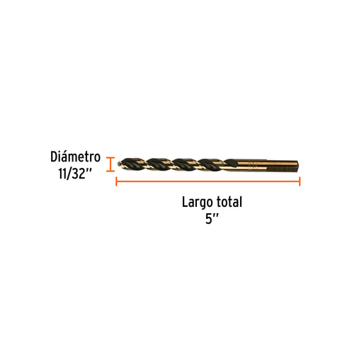Broca HSS 11/32' Trugold para metal, Truper Expert | BAV-11/32 | 11146