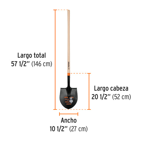 Pala redonda # 4 T-2000, mango largo 45', Truper | PRL-P4 | 11149