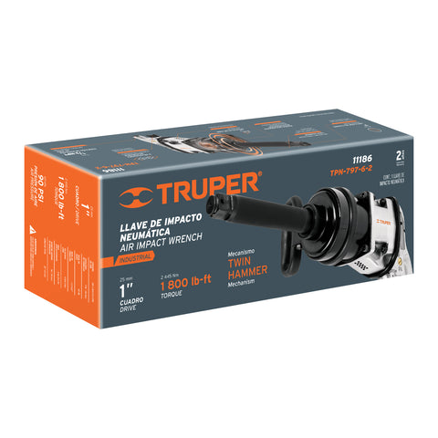 Llave (pistola) de impacto neumática 1', ind, TRUPER | TPN-797-6-2 | 11186