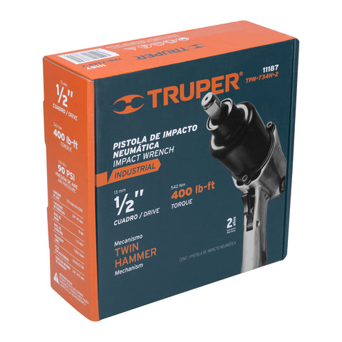 Llave (pistola) de impacto neumática 1/2', ind, TRUPER | TPN-734H-2 | 11187