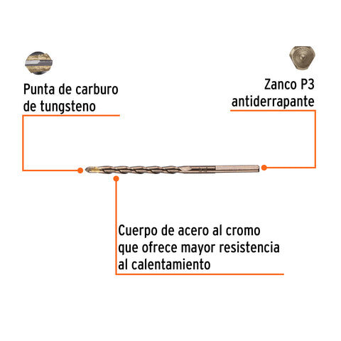 Broca para concreto de 3/16 x 4', Truper | BCT-3/16X4 | 11200