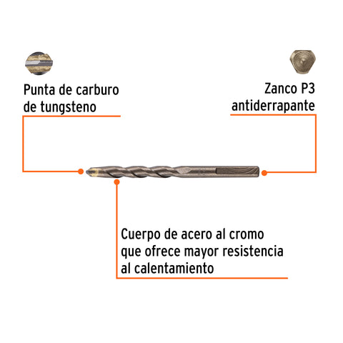 Broca para concreto de 5/16 x 4', Truper | BCT-5/16X4 | 11212