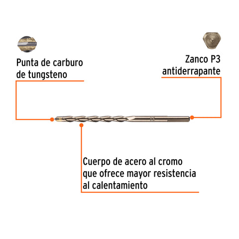 Broca para concreto de 5/16 x 6', Truper | BCT-5/16X6 | 11215