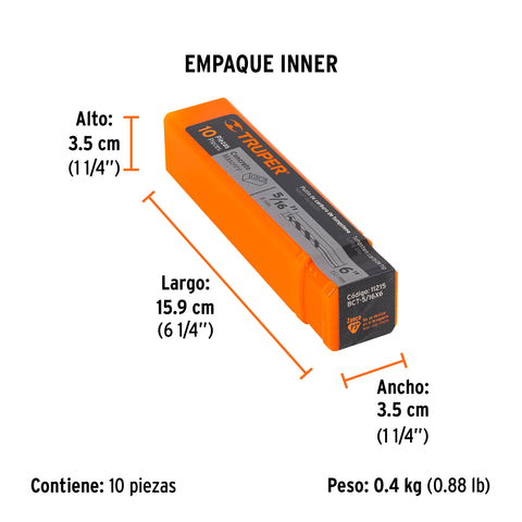 Broca para concreto de 5/16 x 6', Truper | BCT-5/16X6 | 11215