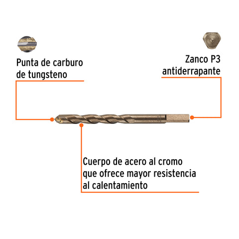 Broca para concreto de 1/2 x 6', Truper | BCT-1/2X6 | 11230