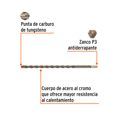 Broca para concreto de 1/2 x 12', Truper | BCT-1/2X12 | 11233