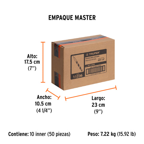 Broca para concreto de 5/8 x 6', Truper | BCT-5/8X6 | 11236