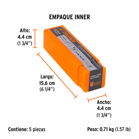 Broca para concreto de 5/8 x 6', Truper | BCT-5/8X6 | 11236