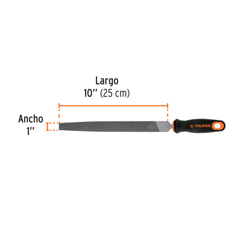 Lima plana bastarda 10' con mango doble inyección, TRUPER | LPB-10T | 11237