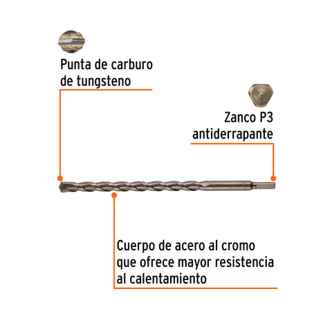 Broca para concreto de 5/8 x 12', Truper | BCT-5/8X12 | 11239