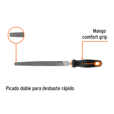 Lima plana muza 8' con mango doble inyección, TRUPER | LPM-8T | 11240