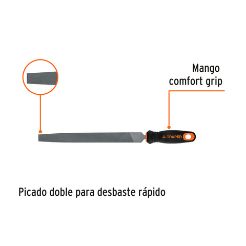 Lima plana muza 10' con mango doble inyección, TRUPER | LPM-10T | 11241