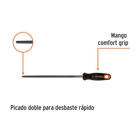 Lima redonda bastarda 10' con mango doble inyección, TRUPER | LRB-10T | 11244