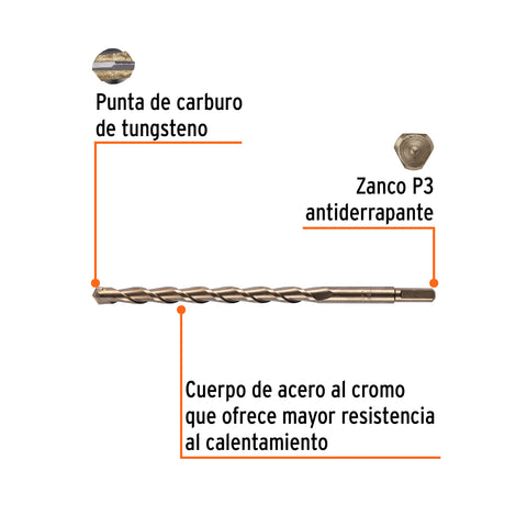 Broca para concreto de 3/4 x 12', Truper | BCT-3/4X12 | 11245
