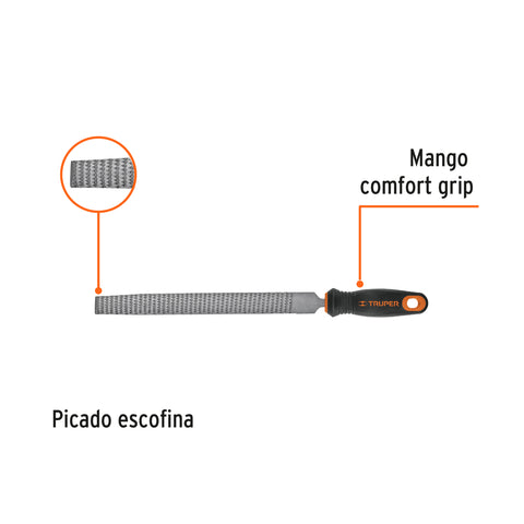 Lima escofina 10' con mango doble inyección, TRUPER | LES-10T | 11246