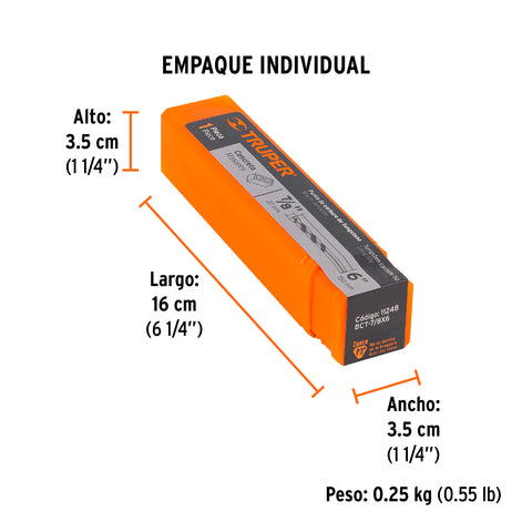 Broca para concreto de 7/8 x 6', Truper | BCT-7/8X6 | 11248