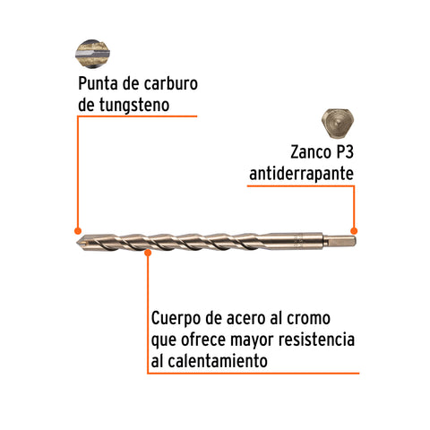 Broca para concreto de 7/8 x 12', Truper | BCT-7/8X12 | 11251