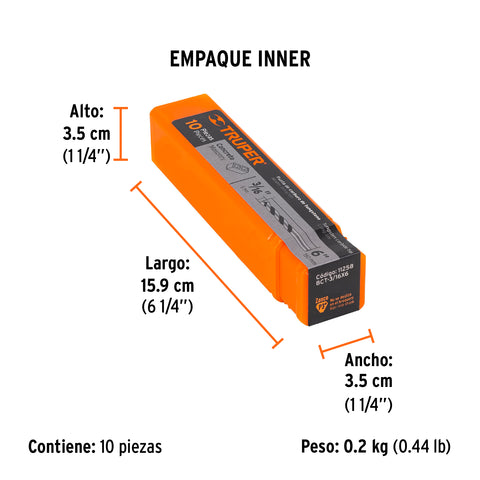 Broca para concreto de 3/16 x 6', Truper | BCT-3/16X6 | 11258