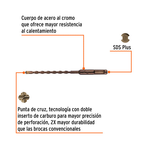 Broca SDS Plus 1/4 x 6', Truper | BS-1/4X6 | 11264