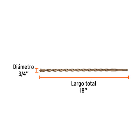 Broca SDS Plus 3/4 x 18', Truper | BS-3/4X18 | 11267