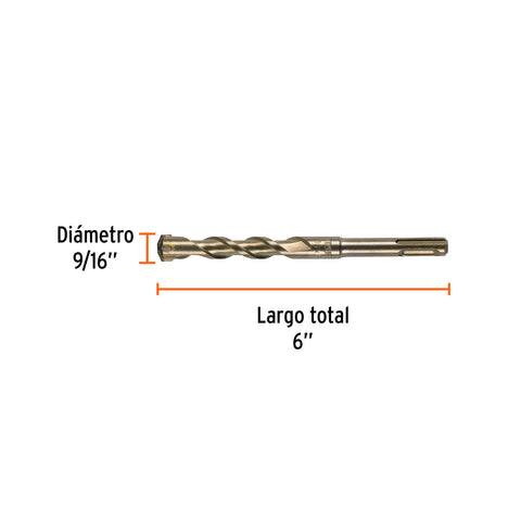 Broca SDS Plus 9/16 x 6', Truper | BS-9/16X6 | 11273