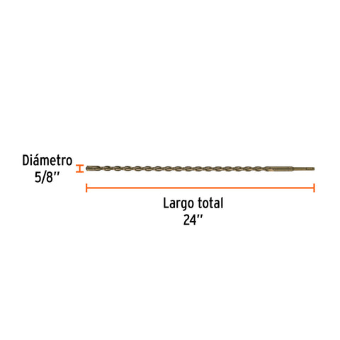 Broca SDS Plus 5/8 x 24', Truper | BS-5/8X24 | 11276