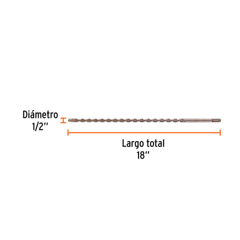 Broca SDS Plus 1/2 x 18', Truper | BS-1/2X18 | 11282