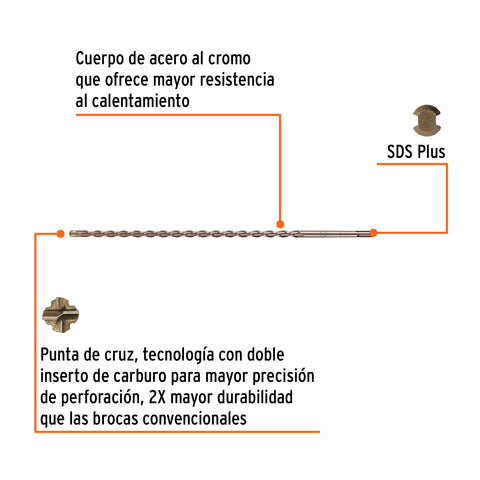 Broca SDS Plus 1/2 x 18', Truper | BS-1/2X18 | 11282
