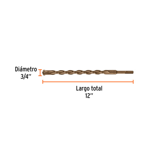 Broca SDS Plus 3/4 x 12', Truper | BS-3/4X12 | 11287