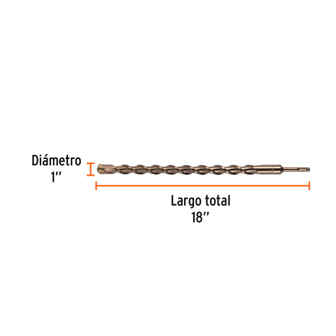 Broca SDS Plus 1 x 18', Truper | BS-1X18 | 11290