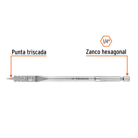 Broca plana de manita 5/16' para madera, Truper | BPT-5/16 | 11363