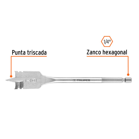Broca plana de manita 7/8' para madera, Truper | BPT-7/8 | 11381