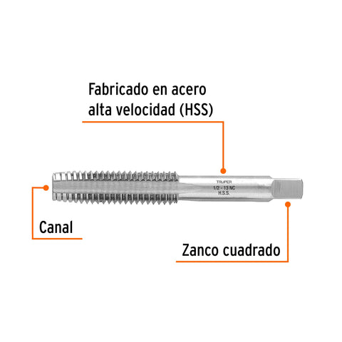 Machuelo semicónico 1/2' x 13 cuerda gruesa, Truper | MT-1/2X13 | 11413
