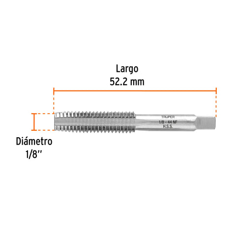 Machuelo semicónico 1/8' x 44 cuerda fina, Truper | MT-1/8X44 | 11416
