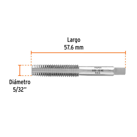 Machuelo semicónico 5/32' x 32 cuerda gruesa, Truper | MT-5/32X32 | 11417