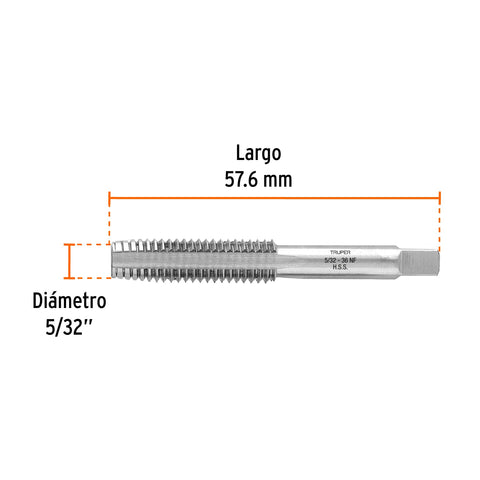 Machuelo semicónico 5/32' x 36 cuerda fina, Truper | MT-5/32X36 | 11418