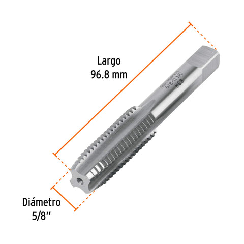 Machuelo semicónico 5/8'x11 UNC, estuche individual, Truper | MT-5/8X11 | 11423