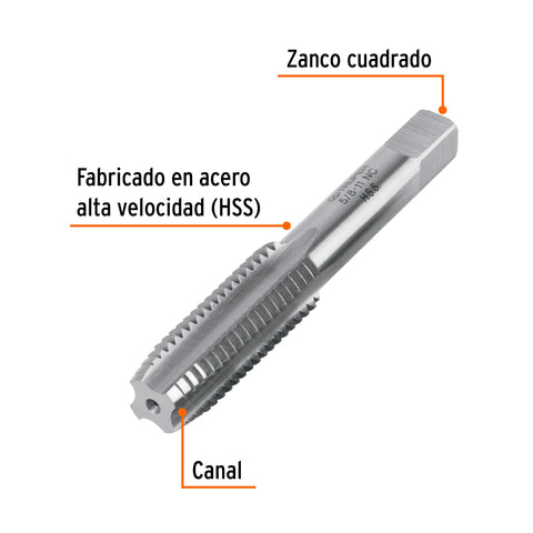Machuelo semicónico 5/8'x11 UNC, estuche individual, Truper | MT-5/8X11 | 11423