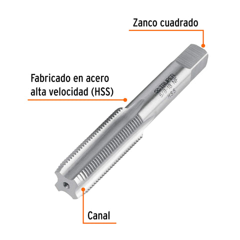 Machuelo semicónico 5/8'x18 UNF, estuche individual, Truper | MT-5/8X18 | 11424