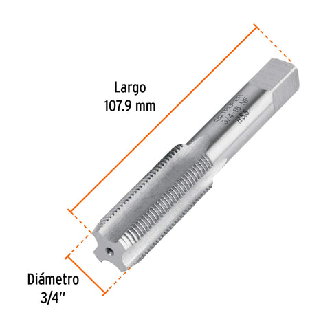 Machuelo semicónico 3/4'x16 UNF, estuche individual, Truper | MT-3/4X16 | 11426