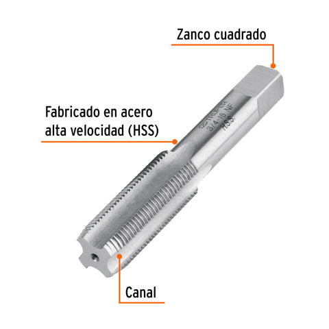 Machuelo semicónico 3/4'x16 UNF, estuche individual, Truper | MT-3/4X16 | 11426