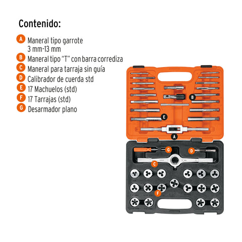 Juego de 40 piezas de machuelos y tarrajas, Truper | J-MATA-40 | 11442
