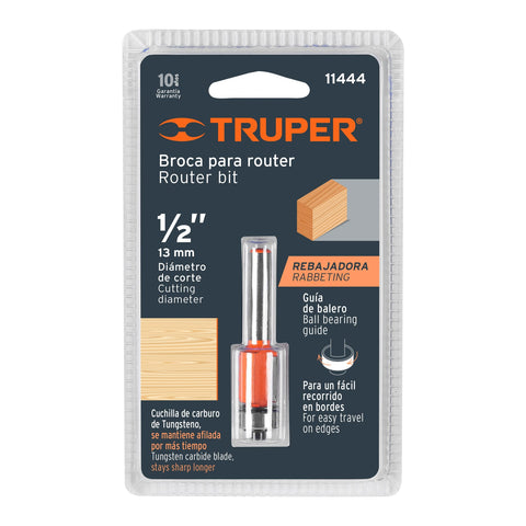 Broca para router, corte recto, 1/2' con balero, Truper | BROU-RB1/2X | 11444