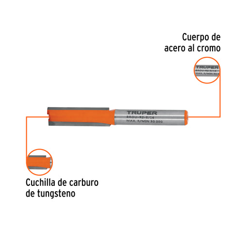 Broca para router, recta 2 filos, 5/16', Truper | BROU-R2-5/16 | 11454