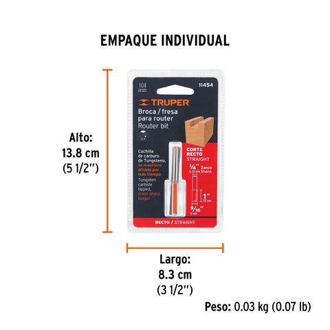 Broca para router, recta 2 filos, 5/16', Truper | BROU-R2-5/16 | 11454