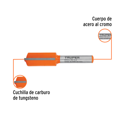 Broca para router, recta 2 filos, 1/2', Truper | BROU-R2-1/2 | 11456