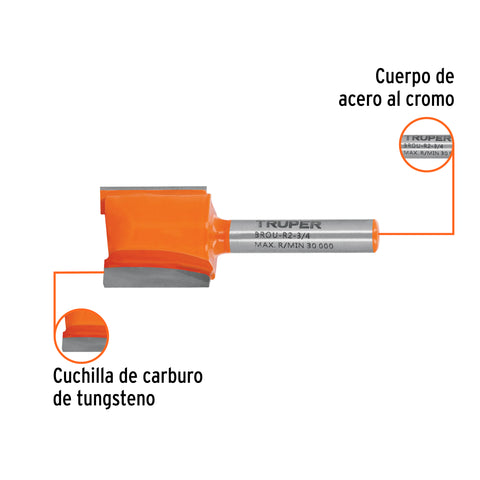 Broca para router, recta 2 filos, 3/4', Truper | BROU-R2-3/4 | 11459