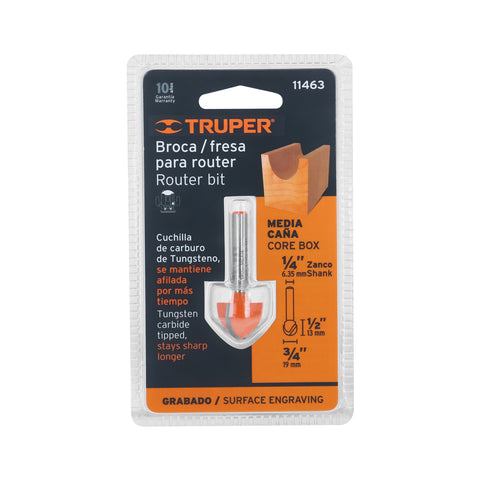 Broca para router, media caña, 3/4', Truper | BROU-MC3/4 | 11463